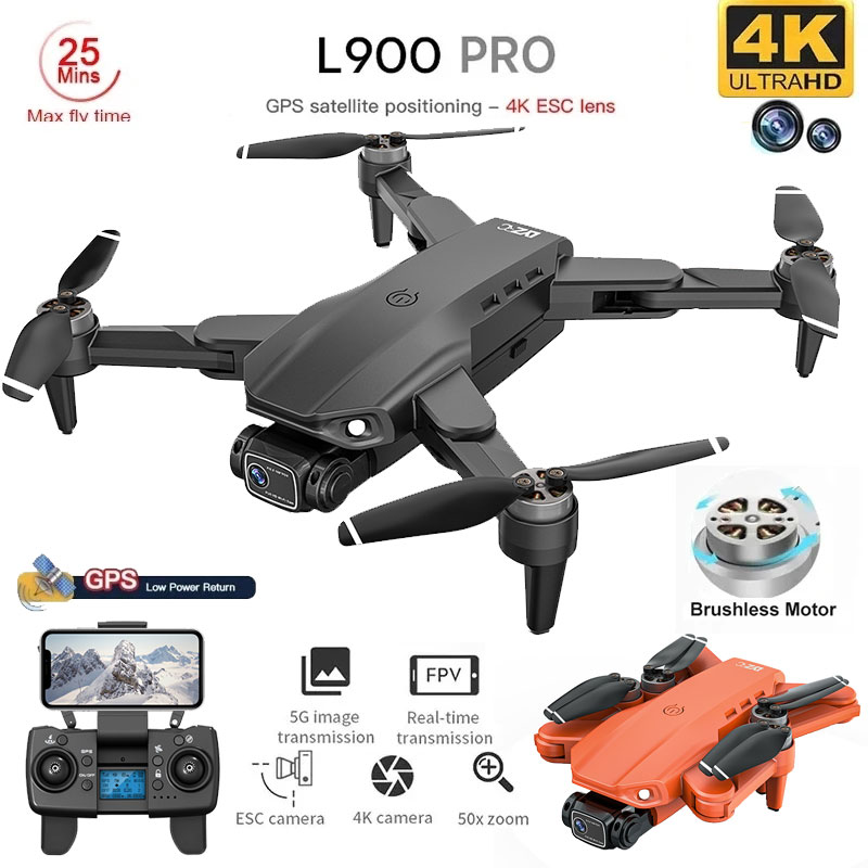 Drone Lidar - 折りたたみ式ブラシレスドローンl900プロ,GPS, 4k,HD,デュアルカメラ,5g,wifi,rc,距離1.2km,ドローン