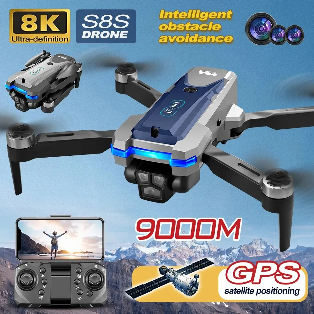 Drone Lidar - 折りたたみ式リモートコントロールドローンRCS8S GPS,5g wifi,8k hdデュアルESCカメラ,オプティカルフロー,360 ° 障害物回避,ブラシレスモーター,9000m